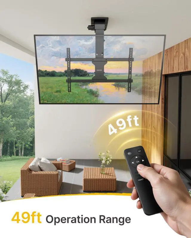 Alt view image 5 of 7 - Motorized Ceiling TV Mount with Remote for 37-75 Inch TVs | Electric TV Mount Motorized Drop Down, for Flat and Pitched Roof, Holds up to 99 lbs, 4X Load Tested, App and Voice Control