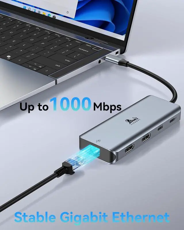 Alt view image 5 of 7 - 9-in-1 Docking Station Dual Monitor 4K USB C Hub for Laptop Mac | Dual HDMI, 4K, 100W PD, 5Gbps, Ethernet, SD/TF, USB C Dock for MacBook/Dell/HP/Lenovo/Thunderbolt Device
