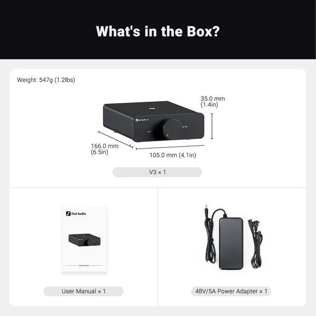 Alt view image 7 of 7 - V3 Stereo Amplifier Home Audio 300 Watts x2 Power TPA3255 Class D Mini Speaker Amp 2 Channel Audio Component for Passive Bookshelf Tower Speakers Desktop Home Theater with 48V Power Supply