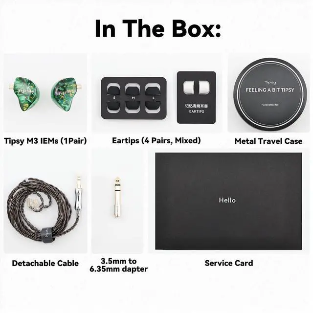 Alt view image 5 of 7 - Tipsy M3 Professional IEM for Musicians, 2BA + 1DD Drivers, 36dB PNC, IPX5, Acoustic-Runway Technology, Skin-Friendly Resin, Detachable 0.78mm 2-pin Cable (No Mic, Green)