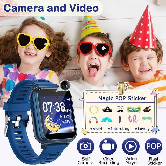 Alt view image 5 of 7 - Kids Game Smart Watch for Kids with 39 Puzzle Games HD Touch Screen Camera Music Player Pedometer Alarm Clock Calculator Flashlight 12/24hr Kid Watch Gift for 4-12 Year Old Boys Toys for Kid