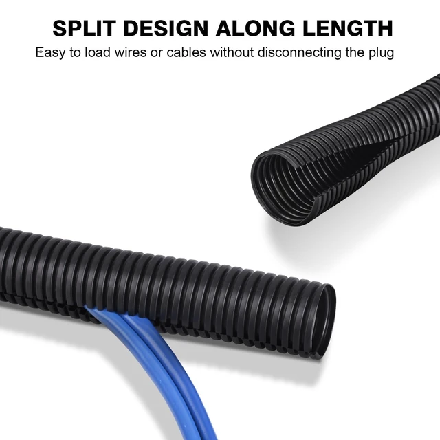 Alt view image 2 of 7 - 25FT - 1/2 Inch Split Wire Loom with Installation Tool - Black | Easy to Install, Flame-Retardant, Abrasion-Resistant Wire Cover for Automotive, Home & Office