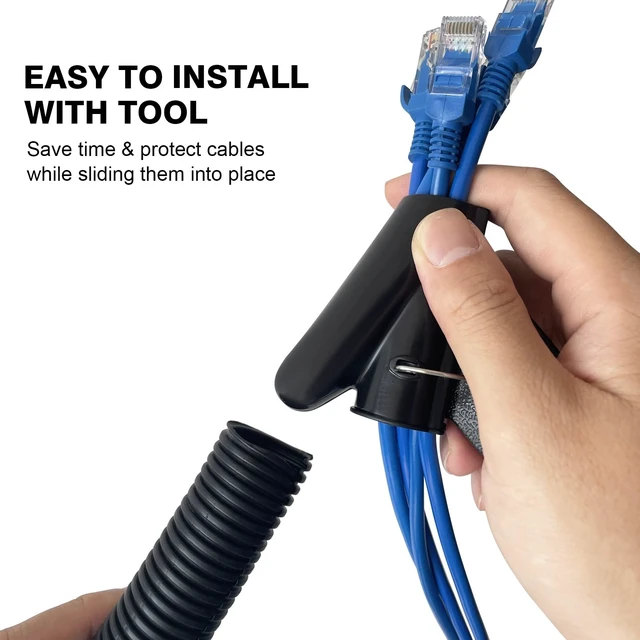 Alt view image 3 of 7 - 25FT - 1/2 Inch Split Wire Loom with Installation Tool - Black | Easy to Install, Flame-Retardant, Abrasion-Resistant Wire Cover for Automotive, Home & Office