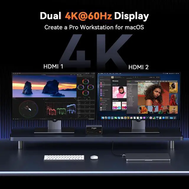 Alt view image 2 of 7 - MacBook Docking Station Dual 4K@60Hz,7USB,2.5Gbps Ethernet | 2 HDMI, 100W Power Supply,20W Charging for Phone,Plug&Play, for Professionals, Software Developers, MacBook Pro/Air Owners