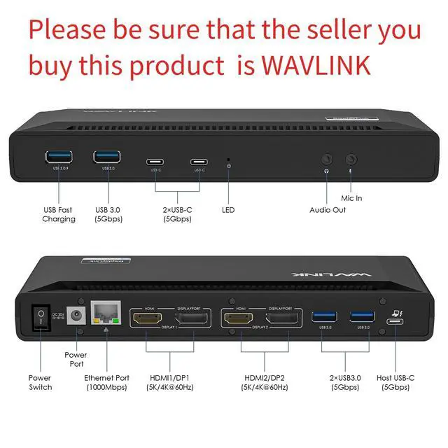 Alt view image 2 of 7 - USB Docking Station Dual Monitor 4K 60Hz for Mac M1-M5,Neo,Windows | 2X HDMI or DisplayPort for MacBook, 65W Charging DisplayLink Dock, Driver Install Required, 6X USB 3.0,Gigabit Ethernet