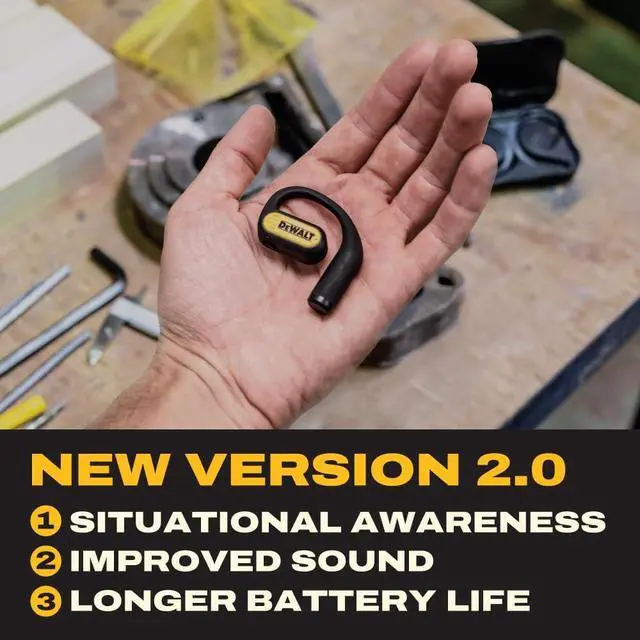 Alt view image 2 of 7 - Heavy Duty Open Ear Headphones, Bluetooth 5.3 Wireless Earbuds IP55, 44Hrs Runtime, Jobsite Premium Sound True Wireless Air Conduction Open Ear Earbuds with Earhooks for Worksites and Workouts