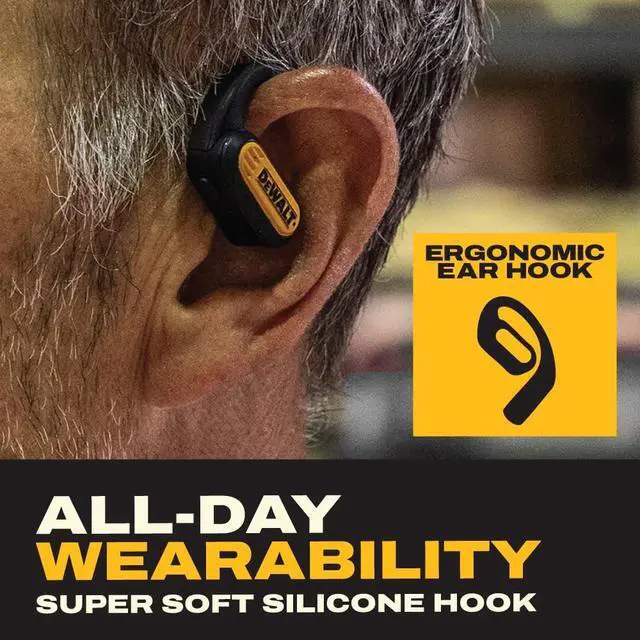 Alt view image 3 of 7 - Heavy Duty Open Ear Headphones, Bluetooth 5.3 Wireless Earbuds IP55, 44Hrs Runtime, Jobsite Premium Sound True Wireless Air Conduction Open Ear Earbuds with Earhooks for Worksites and Workouts