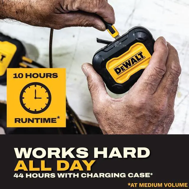 Alt view image 6 of 7 - Heavy Duty Open Ear Headphones, Bluetooth 5.3 Wireless Earbuds IP55, 44Hrs Runtime, Jobsite Premium Sound True Wireless Air Conduction Open Ear Earbuds with Earhooks for Worksites and Workouts