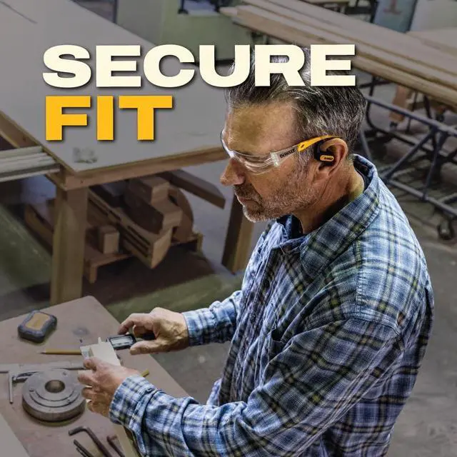 Alt view image 7 of 7 - Heavy Duty Open Ear Headphones, Bluetooth 5.3 Wireless Earbuds IP55, 44Hrs Runtime, Jobsite Premium Sound True Wireless Air Conduction Open Ear Earbuds with Earhooks for Worksites and Workouts