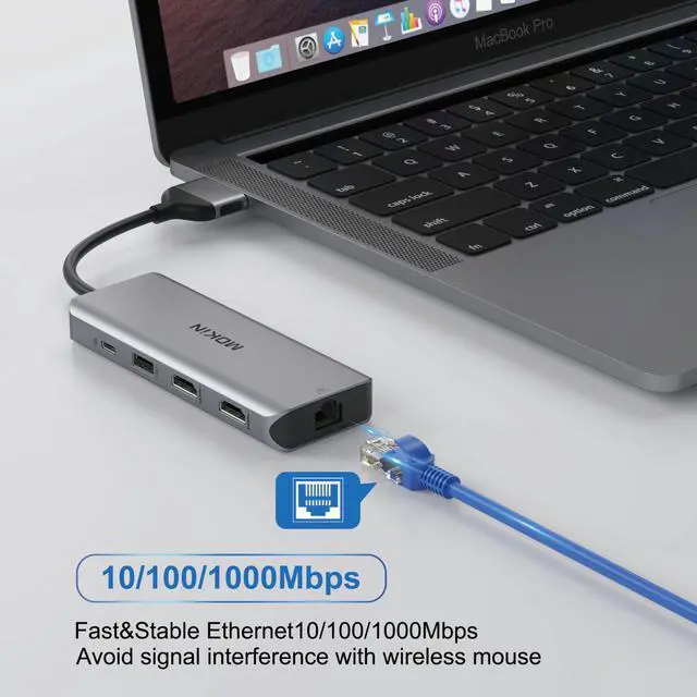 Alt view image 7 of 7 - MacBook Pro Docking Station Dual Monitor MacBook Pro HDMI Adapter, 9 in 1 USB C Adapters for MacBook Pro Air Mac HDMI Dock Dongle Dual USB C to Dual HDMI Ethernet 3USB SD Card Reader 100W PD