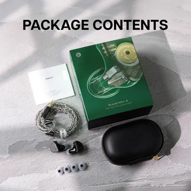 Alt view image 7 of 7 - SIMGOT SuperMix 4 1DD+1BA+1Planar+1PZT Hybrid Drivers Earphones, HiFi in Ear Monitor IEM, Wired Gaming Earbuds with OFC Silver-Plated Cable for Musician Audiophile