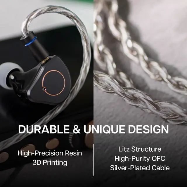 Alt view image 6 of 7 - SIMGOT SuperMix 4 1DD+1BA+1Planar+1PZT Hybrid Drivers Earphones, HiFi in Ear Monitor IEM, Wired Gaming Earbuds with OFC Silver-Plated Cable for Musician Audiophile