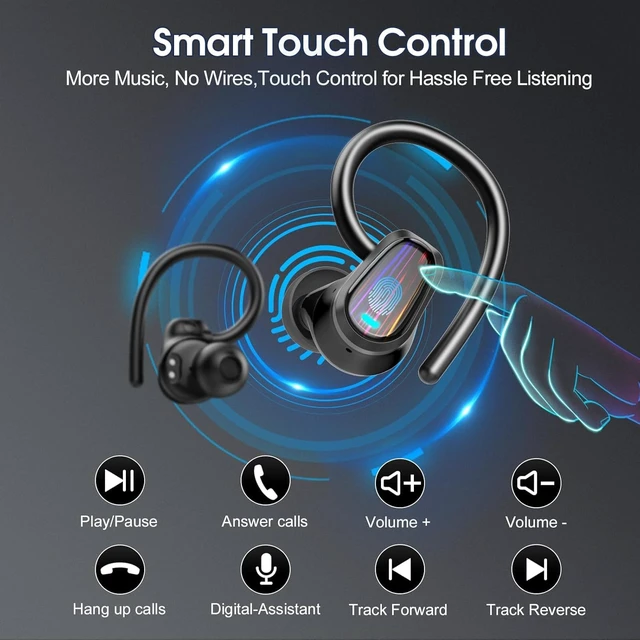 Alt view image 6 of 7 - Wireless Earbuds Bluetooth 5.4, 50H Playtime Sport Earphones with Earhooks | HiFi Stereo Bluetooth Hearphones with ENC Noise Cancelling Mic, IPX7 Waterproof Over the Ear Buds for Gym/Running/Workout