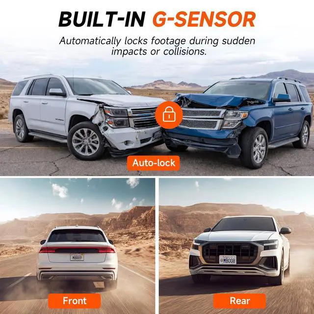 Alt view image 6 of 7 - GT902 Dashcam 4K 3 Channel Dash Cam Front Rear Inside, True 170° Wide Angle, 3.19" IPS Screen 2.4G WiFi Custom APP Control, Loop Recording Collision Lock G-Sensor Parking Monitor, 256GB Storage Max