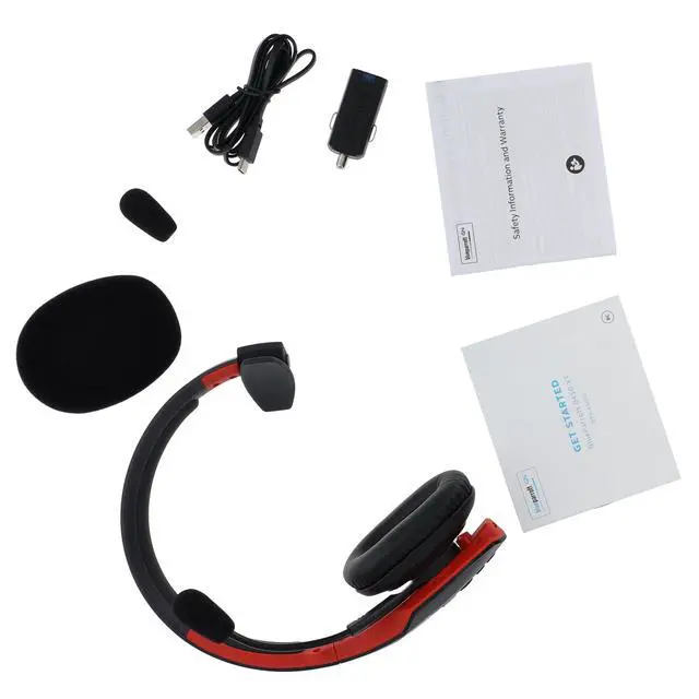 Alt view image 6 of 7 - Edition BlueParrott B450-XT Noise Cancelling Bluetooth Headset Unique Design with Industry Leading Sound & Improved Comfort, Up to 24 Hours of Talk Time, IP54-Rated, Black Red