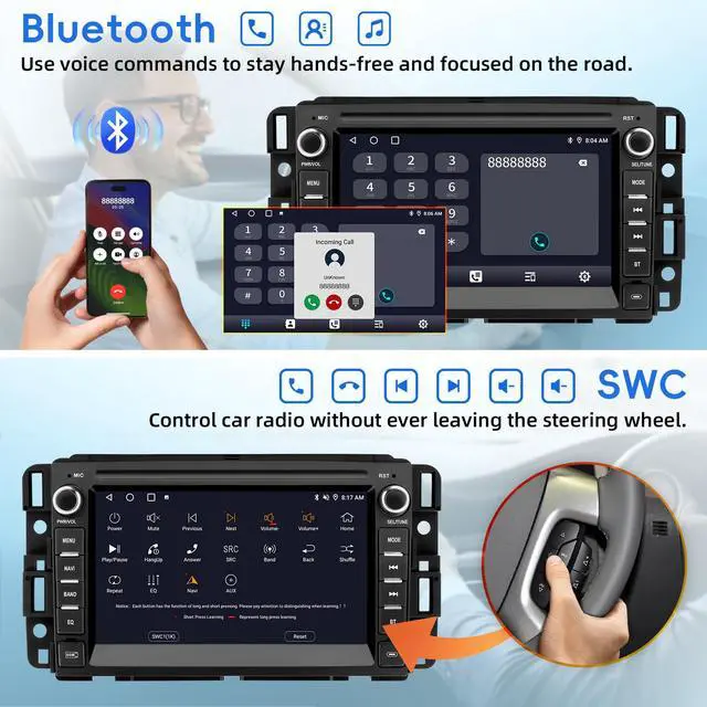Alt view image 6 of 7 - Car Radio for Chevy Silverado GMC Sierra Yukon 2007-2013 with Backup Camera | Android 15 Touch Screen CarPlay Android Auto Bluetooth GPS Navigation 2+32G Head Unit