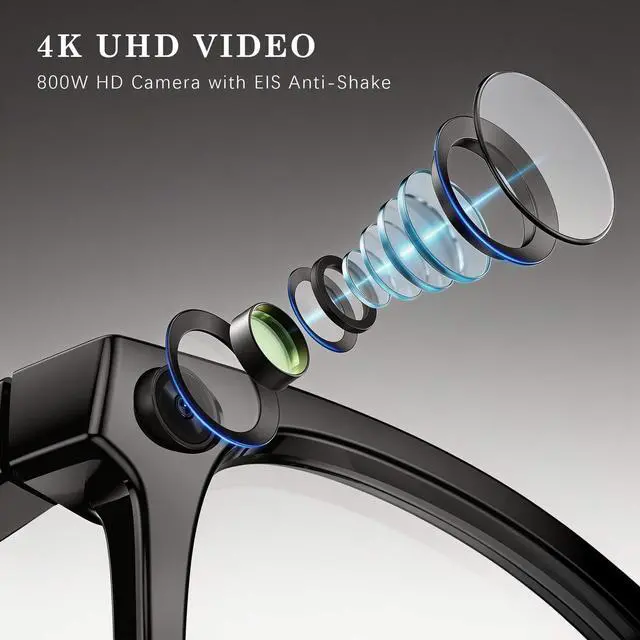 Alt view image 2 of 7 - AI Smart Glasses with 4K Camera & ChatGPT, Photochromic Transition Lenses + Extra Blue Light, Real-time Translator & Meeting Minutes, Voice Control Smart Wearable