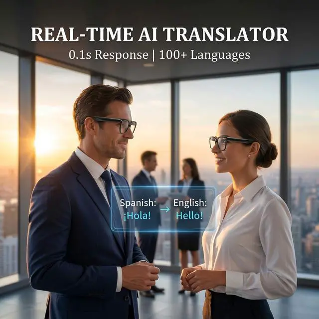 Alt view image 4 of 7 - AI Smart Glasses with 4K Camera & ChatGPT, Photochromic Transition Lenses + Extra Blue Light, Real-time Translator & Meeting Minutes, Voice Control Smart Wearable