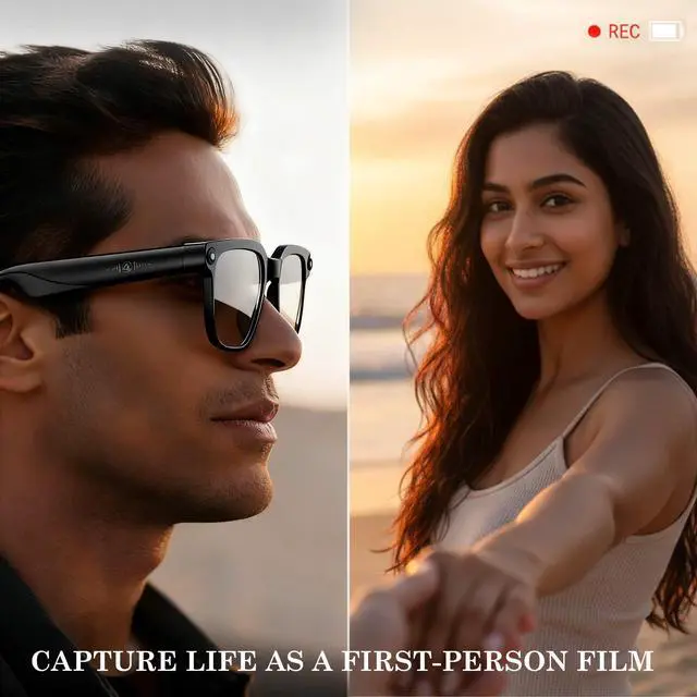 Alt view image 5 of 7 - AI Smart Glasses with 4K Camera & ChatGPT, Photochromic Transition Lenses + Extra Blue Light, Real-time Translator & Meeting Minutes, Voice Control Smart Wearable