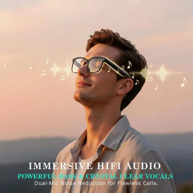 Alt view image 7 of 7 - AI Smart Glasses with 4K Camera & ChatGPT, Photochromic Transition Lenses + Extra Blue Light, Real-time Translator & Meeting Minutes, Voice Control Smart Wearable