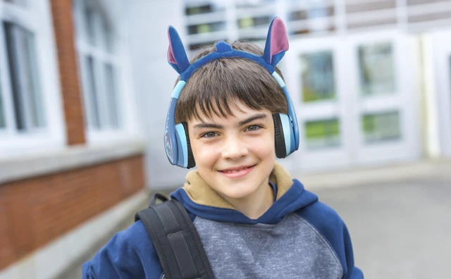 Alt view image 4 of 7 - Disney Stitch Bluetooth Headphones for Kids, Wireless Headphones for School Volume Reduced and Built-in Microphone
