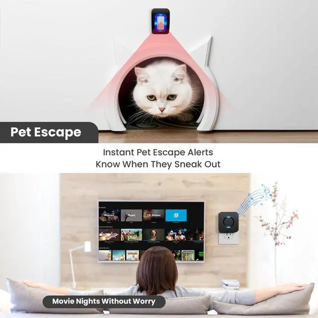 Alt view image 4 of 7 - Wireless Motion Sensor LED Light - Motion Detector Alarm Chimes Door Sensor | 500 FT Range Security Alert Monitor System for Home, Business, Store, Office, School