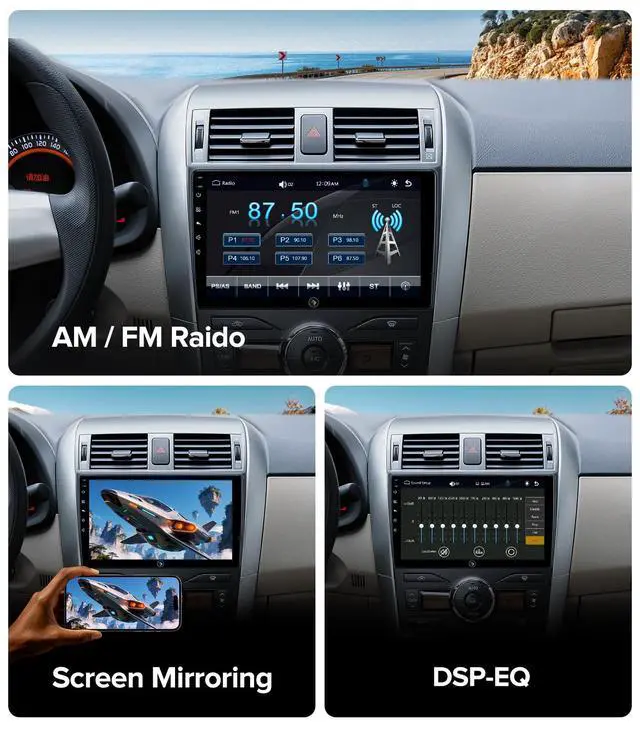 Alt view image 7 of 7 - QLED Car Stereo for Toyota Corolla 2008-2013 Wireless CarPlay Auto | 2-Sec Fast Boot Linux QLED, 1080P Backup Camera Included, Retain SWC, Plug & Play Dash Upgrade for Safe Daily Commute
