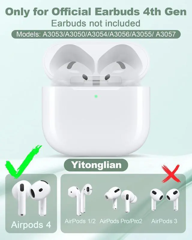 Alt view image 2 of 7 - Wireless Charger Case Replacement for Airpods 4th Generation - Charging Case to USB-C Without Earbuds