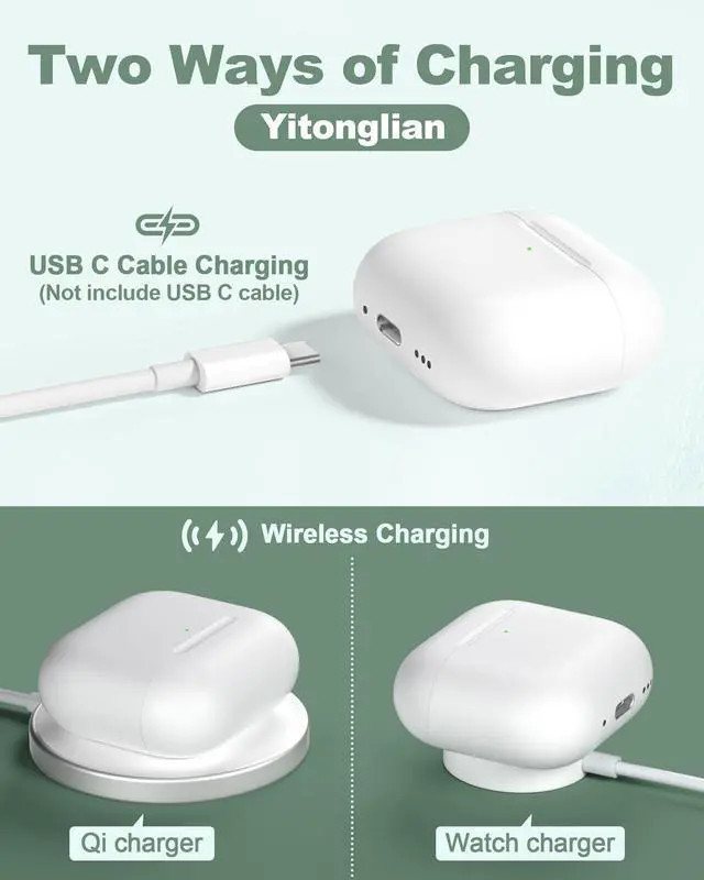 Alt view image 4 of 7 - Wireless Charger Case Replacement for Airpods 4th Generation - Charging Case to USB-C Without Earbuds
