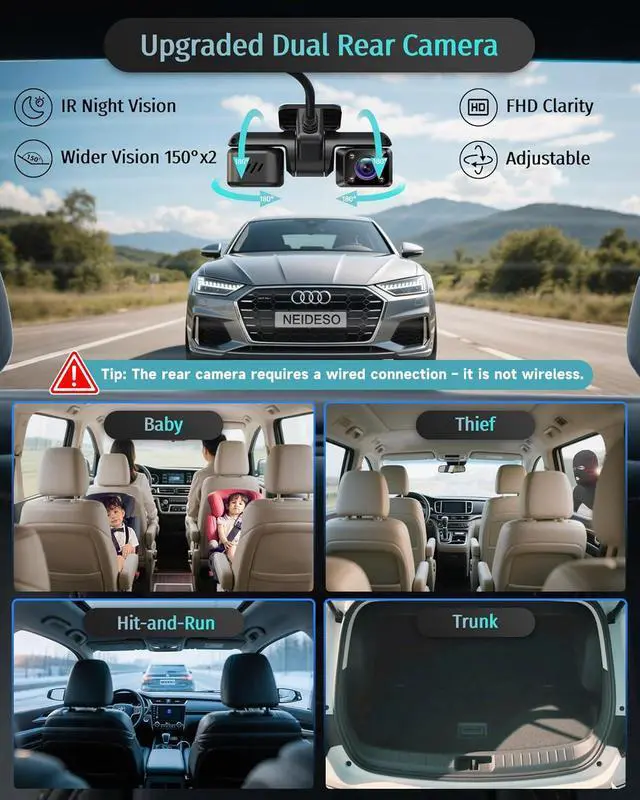 Alt view image 3 of 7 - 5 Channel 360° View Dash Cam Front and Rear, 4K + 3 * 1080P | STARVIS 2, 5.8GHz WiFi, Free 128GB Card, AI Driver Fatigue Alert, HDR Night Vision, GPS, Voice Control, 24H Parking Mode
