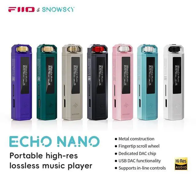 Alt view image 2 of 7 - FiiO Echo Nano Retro HiFi Music Player with Scroll Wheel, CS43131 DAC, USB DAC, Lossless Audio Player Supporting DSD256/FLAC/WAV/MP3, 3.5mm Output, 256GB Expansion (Sky Blue)
