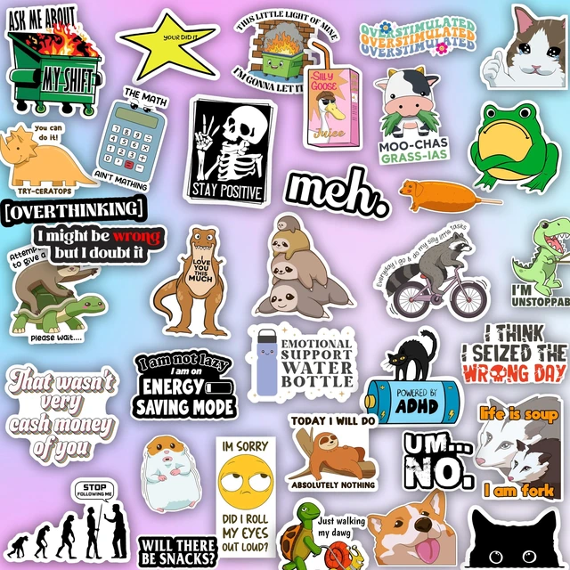 Alt view image 2 of 7 - 225PCS Funny Hot Mess Xpress Sticker Pack by - Holographic Stickers for Adults, Waterproof Vinyl Sarcastic Relatable Meme Decals for Laptop, Water Bottle, Phone, Kindle, Journal