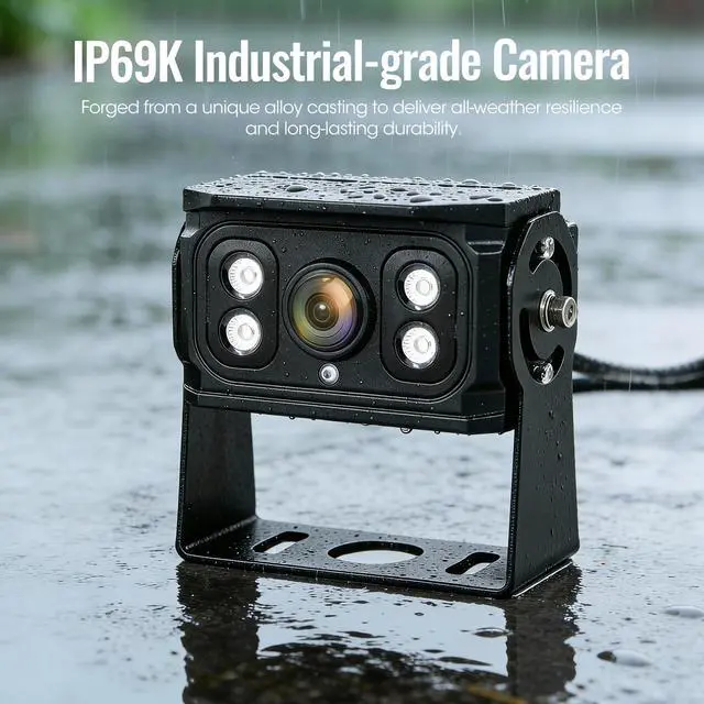 Alt view image 4 of 7 - 10.1" 2-Wired Backup Camera System, DVR Dual Screen Rear View Camera, IP69 Waterproof IR Night Vision, 20G Vibration-Proof for Trailer/Tractor/Truck/Combine/Skid Steer/Heavy Equipment/UTV, Y3