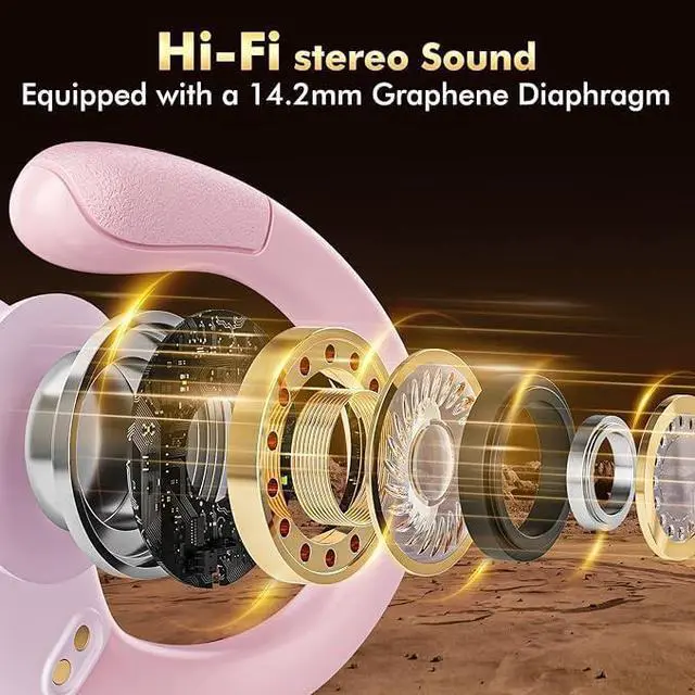 Alt view image 3 of 7 - Wireless Earbuds, Sports Bluetooth Headphones, 80Hrs Playtime Ear Buds with LED Power Display, Noise Canceling Headset, IPX7 Waterproof Earphones for Workout/Running (Pink)