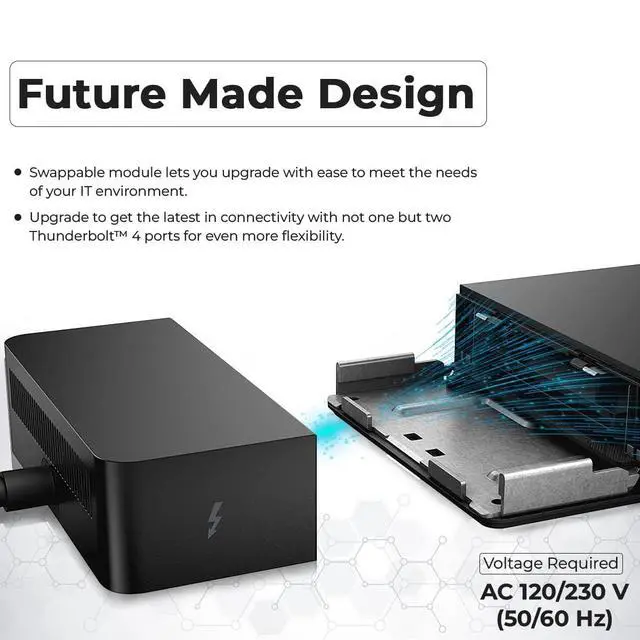 Alt view image 7 of 7 - Dell WD22TB4 Thunderbolt 4 Dock Bundle - 40Gbps USB-C/USB-A, with 180W Adapter, HDMI, DP, USB-C Cable & Cloth - Docking Station, Supports Dual/Triple Monitors & 4k Display