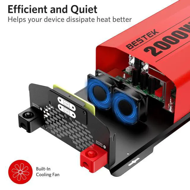 Alt view image 3 of 7 - 2000 Watt Pure Sine Wave Power Inverter 12V DC to 110V/120V AC Converter for Home, RV, Truck, Off-Grid Solar Power 3 AC Outlets Car Inverter with One 2 USB Port Type-C with Remote Control