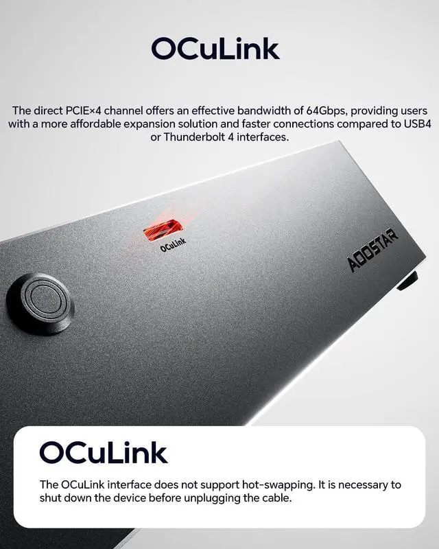Alt view image 4 of 7 - AG01 External GPU Docking Station, Supports Mainstream NVIDIA and AMD Graphics Cards, Built-in 800W Power Supply, Oculink Expansion Graphics