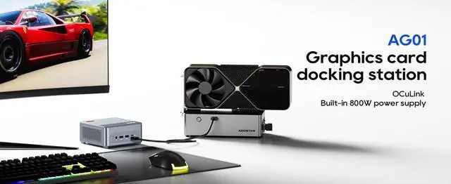 Alt view image 6 of 7 - AG01 External GPU Docking Station, Supports Mainstream NVIDIA and AMD Graphics Cards, Built-in 800W Power Supply, Oculink Expansion Graphics