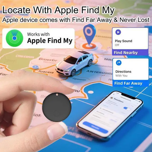 Alt view image 2 of 7 - Mini GPS Tracker for Vehicles Compatible with Find My (iOS Only), 2 Pack | Hidden Tracking Device for Vehicles, Car Tracker No Subscription, Vehicle Tracker with Audio for Kid, Pet, Key, Luggage, Bag