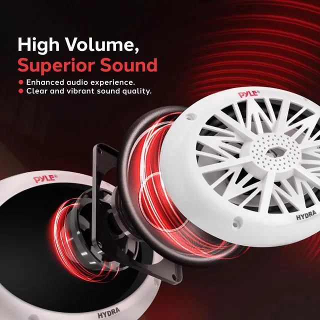 Alt view image 4 of 7 - 6x9 Inch Dual Marine Speakers - 2 Way Waterproof and Weather Resistant Outdoor Audio Stereo Sound System with 260 Watt Power, Poly Carbon Cone and Cloth Surround - 1 Pair - PLMR692