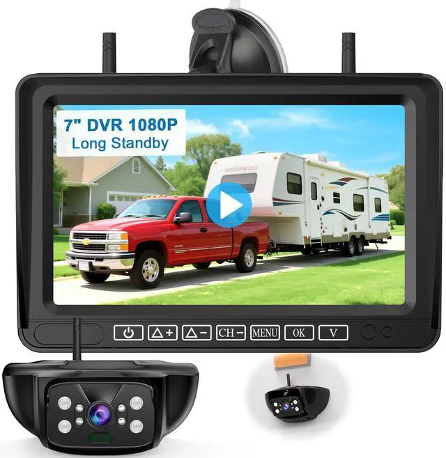 Main image of HD 1080P Wireless Backup Camera for RV: Easy Install for Furrion Pre-Wired | Plug & Play Stable Signal Camper Camera - 7 Inch Clear Day & Night Vision Monitor Fits Camper Trailer Fifth Wheels