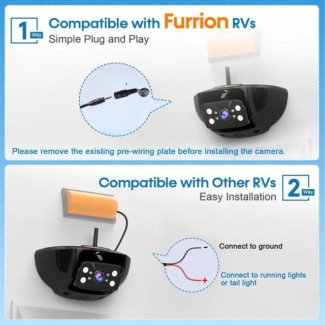 Alt view image 2 of 7 - HD 1080P Wireless Backup Camera for RV: Easy Install for Furrion Pre-Wired | Plug & Play Stable Signal Camper Camera - 7 Inch Clear Day & Night Vision Monitor Fits Camper Trailer Fifth Wheels