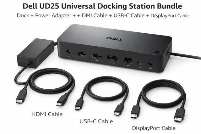 Alt view image 2 of 7 - Pro Dock WD25 Universal Docking Station Bundle USB-C/USB-A Dual Display Dock with 100W Adapter + HDMI Cable + USB-C Cable + DisplayPort Cable + Cleaning Cloth