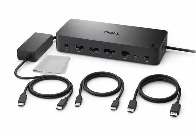 Alt view image 3 of 7 - Pro Dock WD25 Universal Docking Station Bundle USB-C/USB-A Dual Display Dock with 100W Adapter + HDMI Cable + USB-C Cable + DisplayPort Cable + Cleaning Cloth