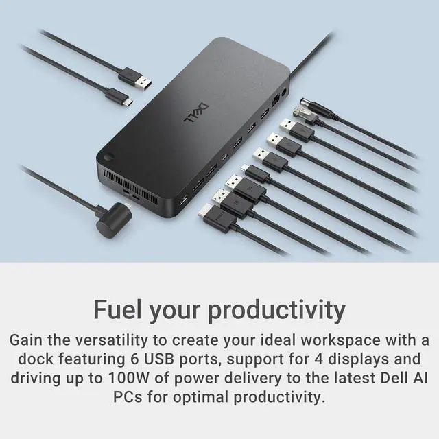 Alt view image 5 of 7 - Pro Dock WD25 Universal Docking Station Bundle USB-C/USB-A Dual Display Dock with 100W Adapter + HDMI Cable + USB-C Cable + DisplayPort Cable + Cleaning Cloth