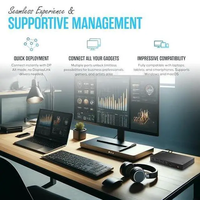 Alt view image 5 of 5 - 40AY0090US Lenovo ThinkPad Docking Station, USB-C Dock, Dual Monitor, 90W | HDMI & DisplayPort Cables Included, 4K Display Support, Multi-Monitor Setup, USB-C Connectivity & Fast Data Transfer
