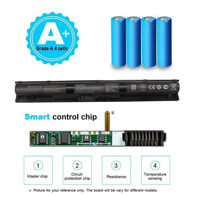Alt view image 2 of 7 - 800049-001 KI04 K104 Battery for HP Pavilion 17-g 17t-s 15-ab 15t-ab 15-an 15-ab223cl 15-ab243cl 15-ab247cl 17t-s100 17-g119dx 17-g192dx 17-g133cl 17-g121wm 17-g153us 800009-421 800010-421 800050-001
