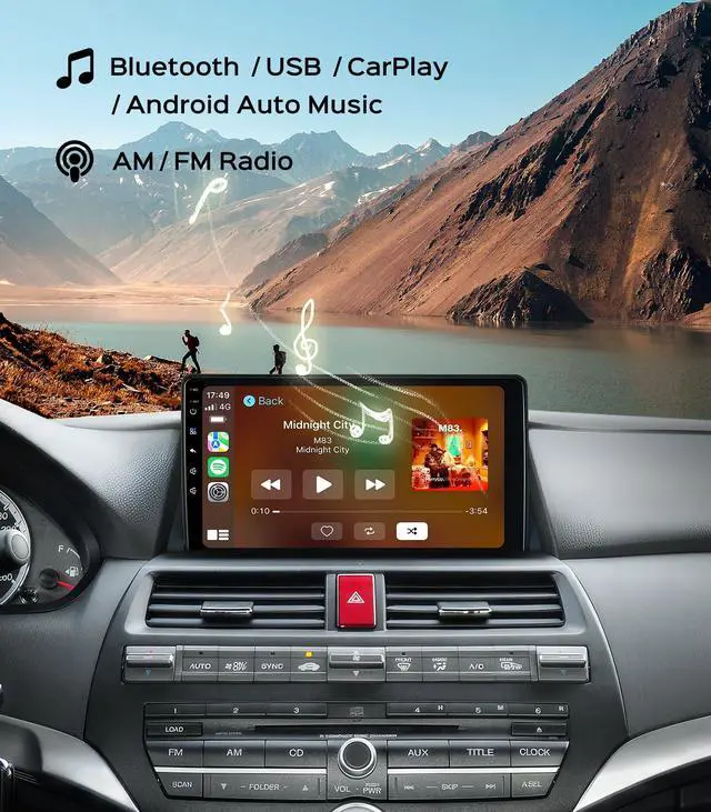 Alt view image 6 of 7 - 10.2 Car Radio Stereo for Honda Accord 8th 2008-2013 CarPlay Android Auto | Upgrade 2G+64G IPS HD Touch Screen /GPS/SWC/Bluetooth/HD Backup Camera