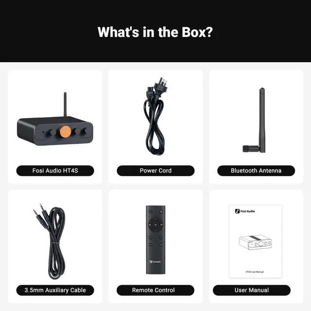 Alt view image 7 of 7 - HT4S Bluetooth Amplifier for Outdoor Speakers, 4 Channel Power Amp for Home Theater, Outdoor Gathering, 4.1/5.0 Ch Stereo Home Audio Receiver, Supports AUX/Optical Input with Remote Control