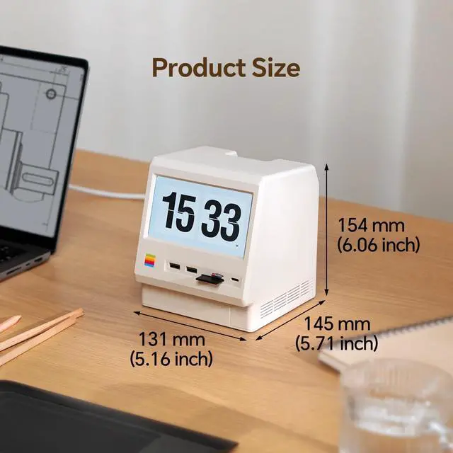 Alt view image 6 of 7 - M5 Retro Dock Station for Mac mini M4, 5inch HD Display, 10Gbps M.2 NVMe SSD Enclosure, SD/Micro SD Reader 4.0, 4*USB-A 1*USB-C 10Gbps, 3.5mm Earphone Jack